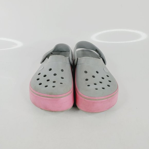 Crocs Women's Gray Pink Crockband Platform Slip On Casual Clogs Size 5 - Picture 3 of 7